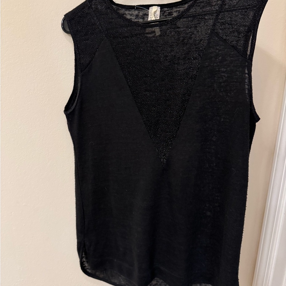 Black Sheer Layered Tank Top Sleeveless Blouse Medium